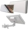 A collage of three images showing a white satellite antenna from different angles, including a cutaway view revealing its internal components and a view of its mounting bracket. Náhľad obrázku produktu