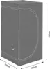 A gray grow tent with dimensions indicated. Produktbild-Vorschau