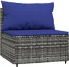 vidaXL Garten-Mittelsofa mit Kissen Grau Poly Rattan -  Produktbild-Vorschau 3