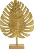 Skulptur Dekofigur Blatt aus Metall gold auf Holzsockel Produktbild-Vorschau 1