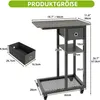 Product dimensions and features diagram for a C-shaped side table. Produktbild-Vorschau