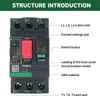 A close-up, annotated view of a motor circuit breaker. Voir les images du produit