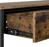 A close-up view of an open drawer on a wooden console table with black metal accents. Produktbild-Vorschau