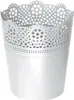 A white metal pot with a decorative lace-like pattern around the top edge, set against a white background. Produktbild-Vorschau