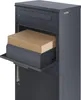 A dark gray parcel mailbox with a cardboard box inside its open compartment. Náhled obrázku produktu