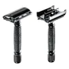 Two black safety razors are shown against a white background. Voir les images du produit