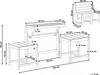 A diagram showing the dimensions of a garden bench with two stools and a table, and a separate bench with two stools. Produktbild-Vorschau
