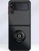 A black flip phone case with a ring holder is shown against a light gray background. Produktbild-Vorschau