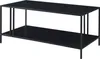 A black metal coffee table with two shelves, shown from a slightly elevated side angle against a white background. Podgląd zdjęcia produktu