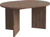 A product shot of an oval dining table with a wood grain finish. Produktbild-Vorschau