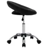 A black artificial leather stool with a chrome base and wheels, shown against a white background. Náhled obrázku produktu