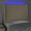 The Living Store LED Kopfteil Creme 93x16x118/128 cm Stoff Produktbild-Vorschau 4