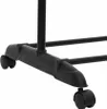 A close-up view of the black wheeled base of a clothing rack. Náhľad obrázku produktu