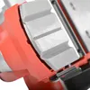 A close-up view of a red and silver tool, likely a planer, showing its cutting blades and a red protective casing. Produktbild-Vorschau