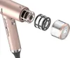 An exploded view of a rose-gold hairdryer, showing its filter components. Podgląd zdjęcia produktu