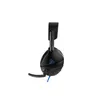 A side view of a black gaming headset with blue accents. Produktbild-Vorschau