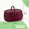 A red wicker basket with dimensions indicated by dashed lines and text overlays. Náhled obrázku produktu