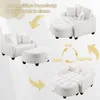 Rozkładana sofa 2 w 1 w kolorze beżowym z pufą z schowkiem, Podgląd zdjęcia produktu 4