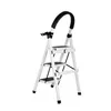 A white step stool with black steps and a black handle, shown against a white background. Voir les images du produit