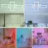 Collage of lifestyle shots showing a modern LED ceiling light in different home settings, including a bedroom, kitchen, and living room, with families interacting. Anteprima dell’immagine prodotto