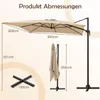 COSTWAY slnečník 300x300cm, konzolový slnečník s kľukou, Náhľad obrázku produktu 3