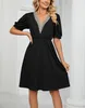 ASKSA Damen Kleider Sommer Kurzarm V-Ausschnitt kleid mit Produktbild-Vorschau 3