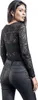 A woman is shown from the back, wearing a black lace top and black pants. Produktbild-Vorschau
