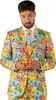 A man wearing a colorful Pokémon-themed suit and tie, holding a smartphone. Anteprima dell’immagine prodotto