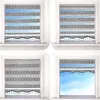 A collage of four images showing different window blinds with a Greek key pattern and beaded trim. Produktbild-Vorschau