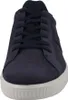 A front view of a navy blue sneaker with white laces and a white sole. Produktbild-Vorschau