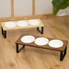 Erhöhter Katzennapf Set Keramik Holz, Futterstation Produktbild-Vorschau 7