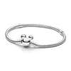 A silver bracelet with a Mickey Mouse clasp on a white background. Podgląd zdjęcia produktu