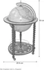 A globe bar on a stand, shown from the front. Produktbild-Vorschau