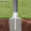 A cutaway view of a fence post support being installed in the ground. Produktbild-Vorschau