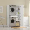 SoBuy Hochschrank BZR231-W neben Waschmaschine, offene Fächer mit Reinigungsmitteln und Wäsche Anteprima dell’immagine prodotto