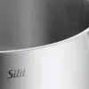 A close-up view of the interior and exterior of a stainless steel pot. Produktbild-Vorschau