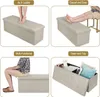 A collage of four images showcasing a cream-colored storage ottoman in various uses. Náhľad obrázku produktu