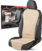 A car seat cover is shown on a car seat, with its packaging in the background. Produktbild-Vorschau