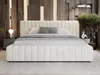 A modern bedroom with a large, upholstered bed as the focal point. Produktbild-Vorschau