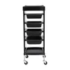 A black salon trolley with six drawers and wheels, shown against a white background. Voir les images du produit