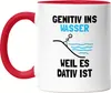 Genitiv ins Wasser weil es Dativ ist Tasse Rot Grammatik Produktbild-Vorschau 1