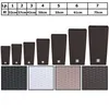 A size chart showing different sizes of planters with corresponding heights, followed by images of the planters in different colors and textures. Produktbild-Vorschau