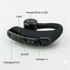 A black Bluetooth headset with labels pointing to its various functions. Produktbild-Vorschau
