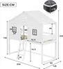 Hausbett, mit Treppe, mit Fallschutz und Gitter, Zwei graue Produktbild-Vorschau 2