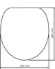 A diagram showing the dimensions of a toilet seat. Produktbild-Vorschau