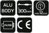 A collage of icons and text indicating product features. Anteprima dell’immagine prodotto