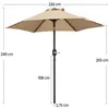 A diagram of a beige patio umbrella with dimensions indicated. Produktbild-Vorschau
