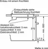 Diagram showing installation dimensions for a built-in hob. Produktbild-Vorschau