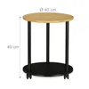Relaxdays Bijzettafel, rond, met wielen, lichtbruin-zwart Productafbeelding-voorbeeld 4