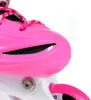 A close-up view of a pink inline skate. Náhľad obrázku produktu